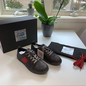 NEW! Opening Ceremony Glitter Sneakers in Black with Red Accent, Size 38